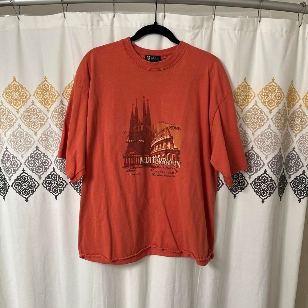Orange Cropped Mediterranean Barcelona graphic T-shirt
